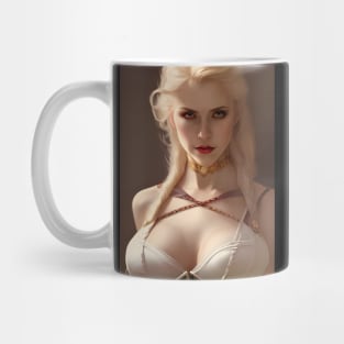 Sexy Blonde Vampire in Corset with Gold Choker Mug